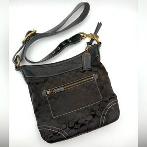 VTG COACH Signature Medium Duffle Shoulder Bag 10403 Black W/Brass